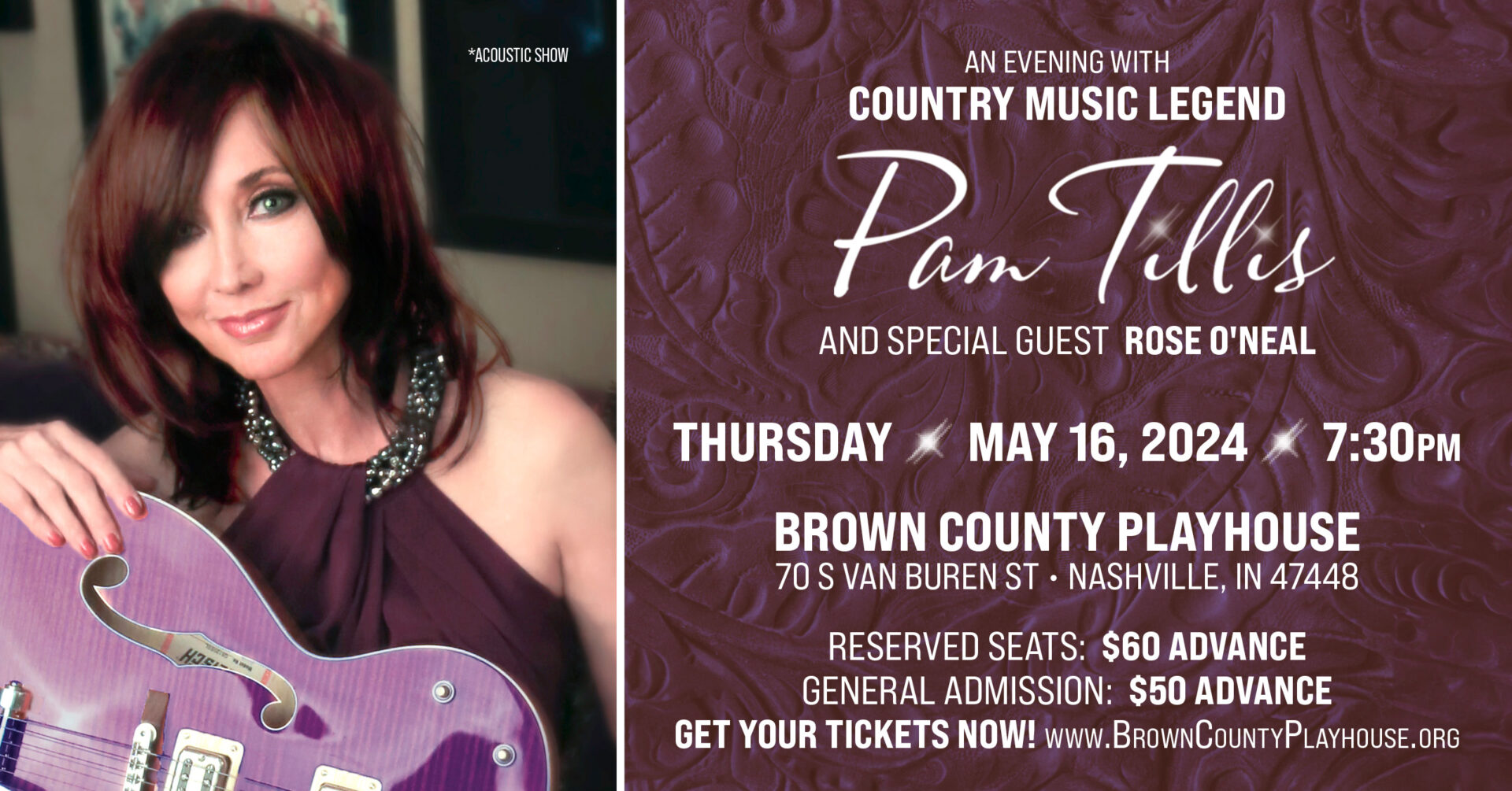 Pam Tillis with Special Guest Rose O' Neal - Brown County Playhouse
